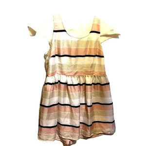 BB Dakota Womens Dress Spring/Summer Striped White/Tan/Blue/Pink Sheer Lined Sle